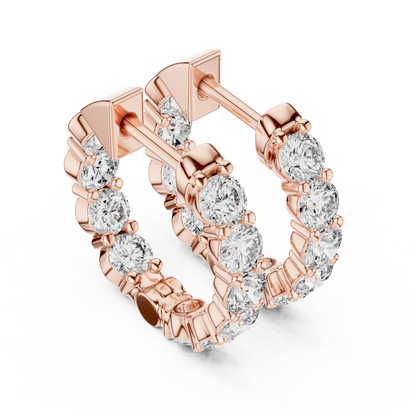 Elegant Five Stone Diamond Hoops