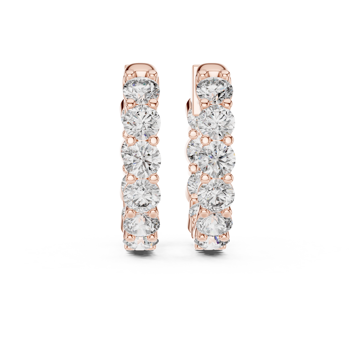 Elegant Five Stone Diamond Hoops