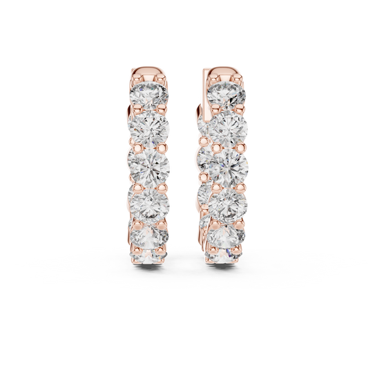 Elegant Five Stone Diamond Hoops