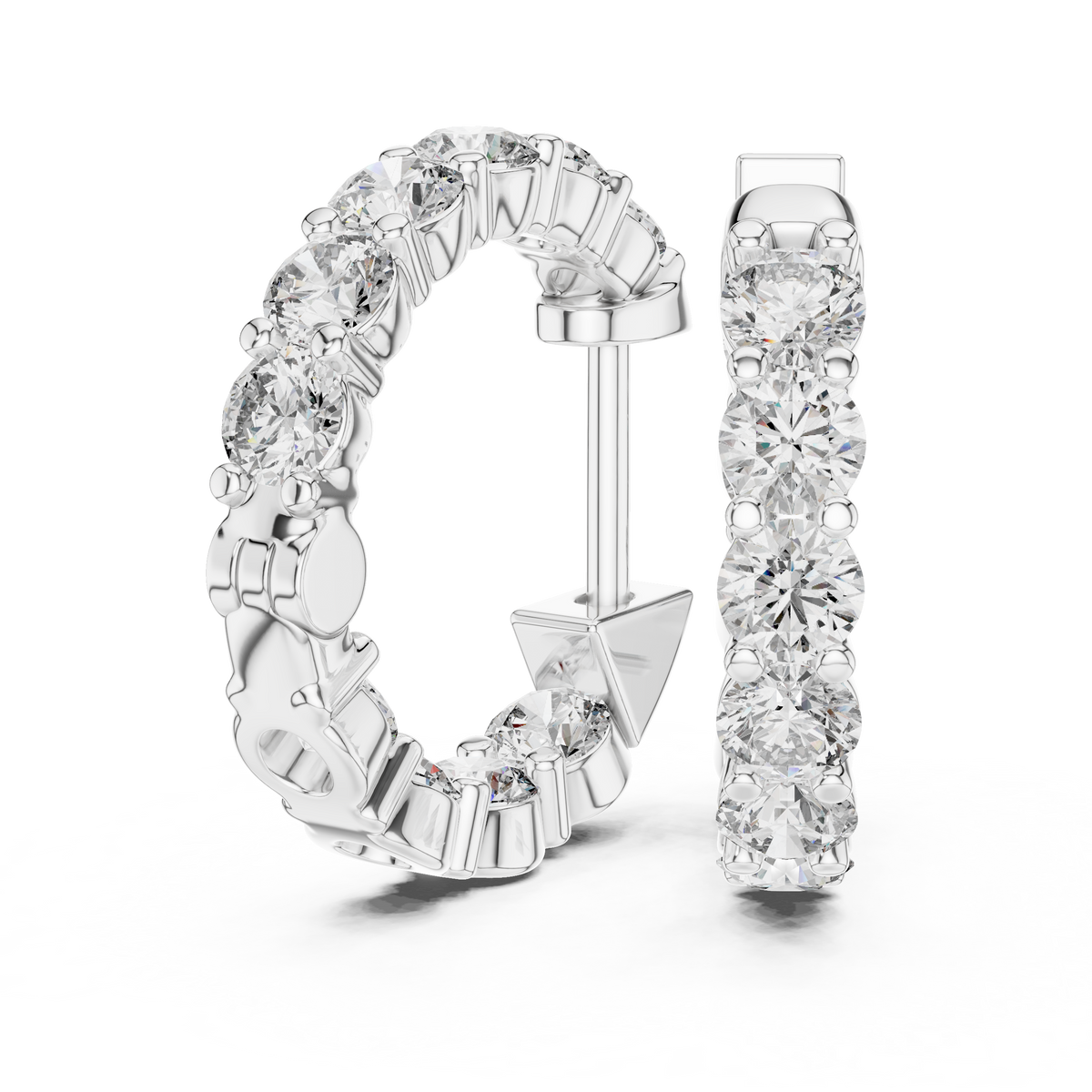 Elegant Five Stone Diamond Hoops