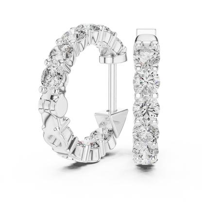 Elegant Five Stone Diamond Hoops