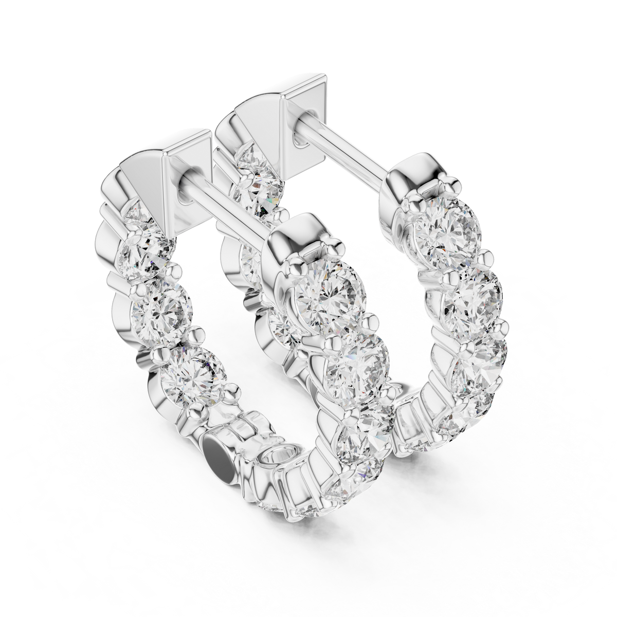 Elegant Five Stone Diamond Hoops