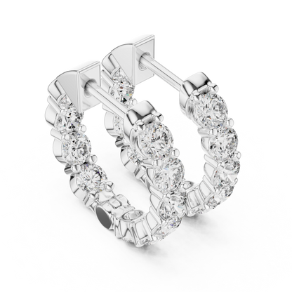 Elegant Five Stone Diamond Hoops