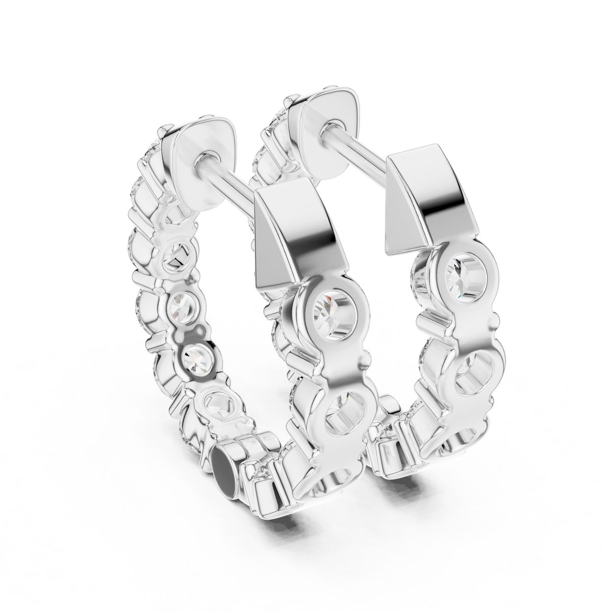 Elegant Five Stone Diamond Hoops