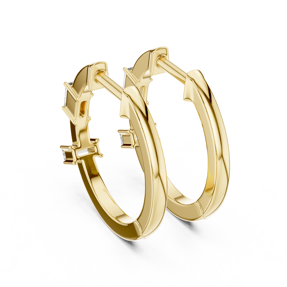 Elegant Baguette Bar Diamond Hoops