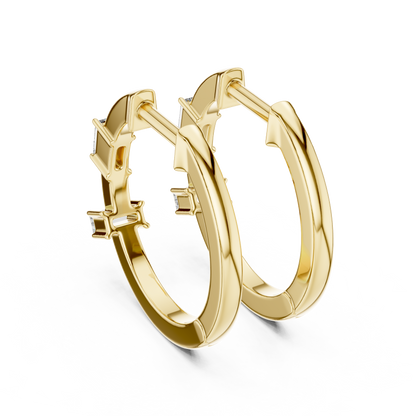 Elegant Baguette Bar Diamond Hoops