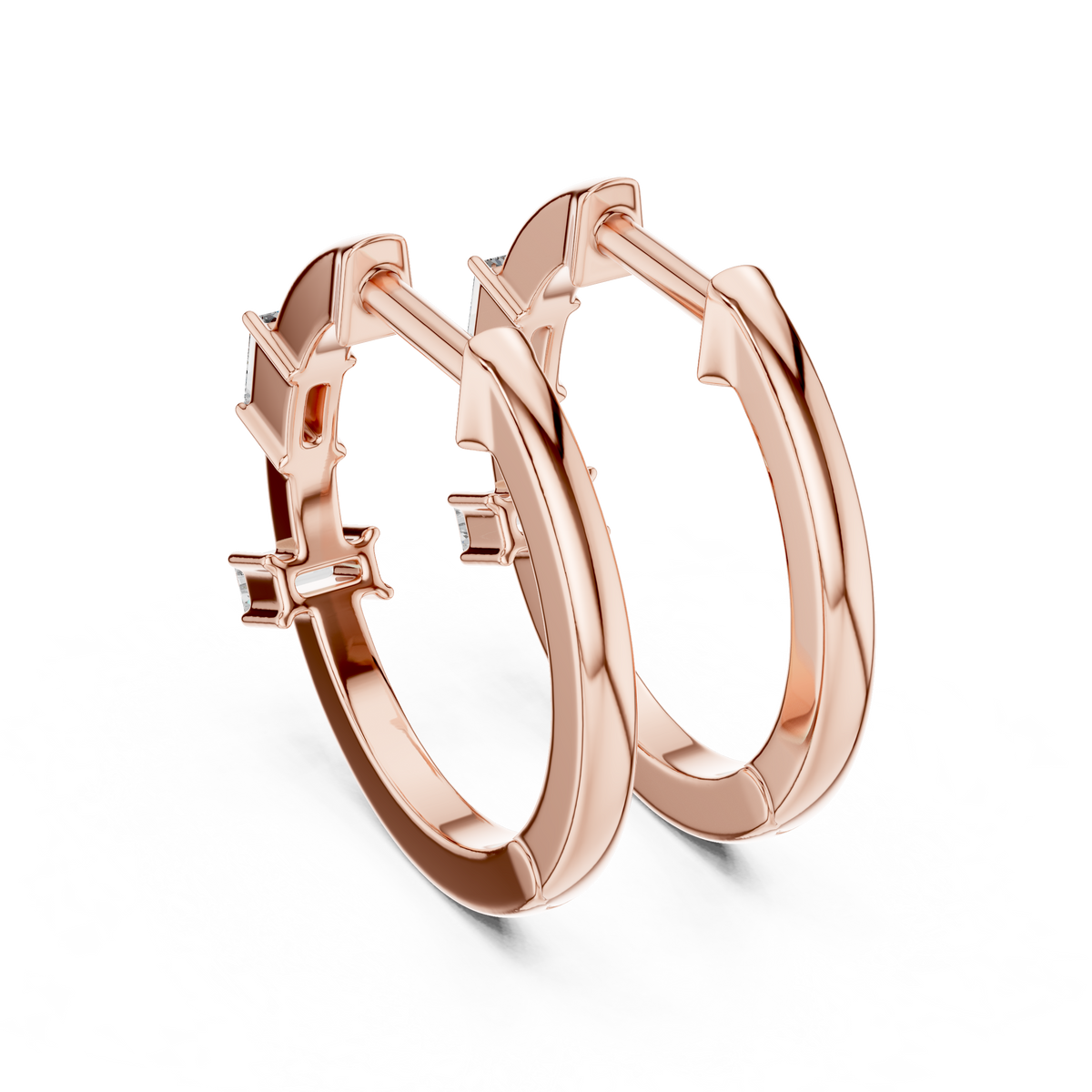 Elegant Baguette Bar Diamond Hoops