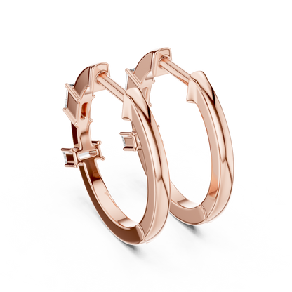 Elegant Baguette Bar Diamond Hoops