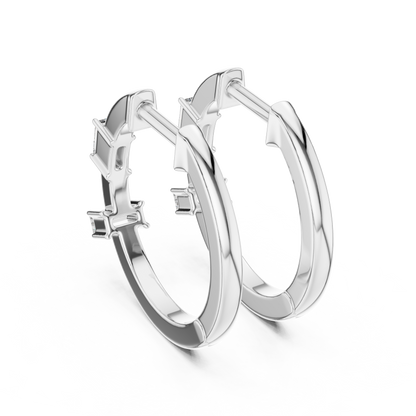 Elegant Baguette Bar Diamond Hoops