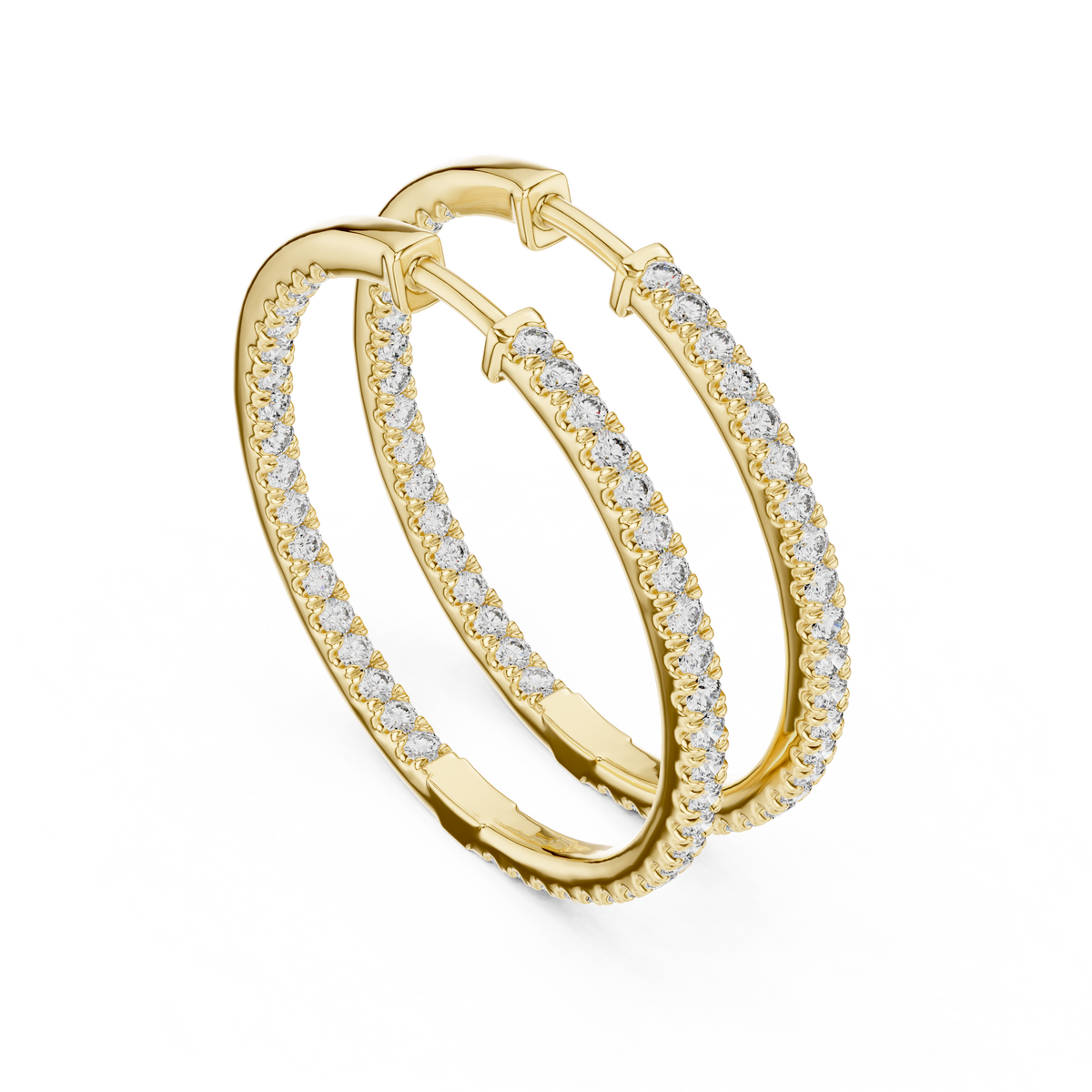 Elegant Double Row Round Diamond Hoops