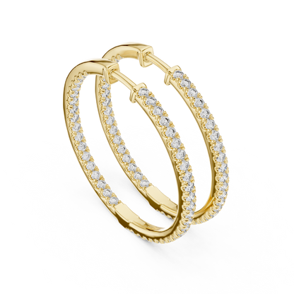 Elegant Double Row Round Diamond Hoops