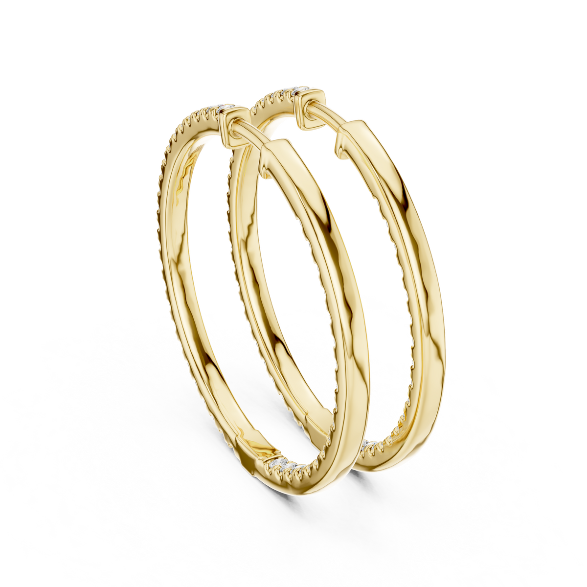 Elegant Double Row Round Diamond Hoops