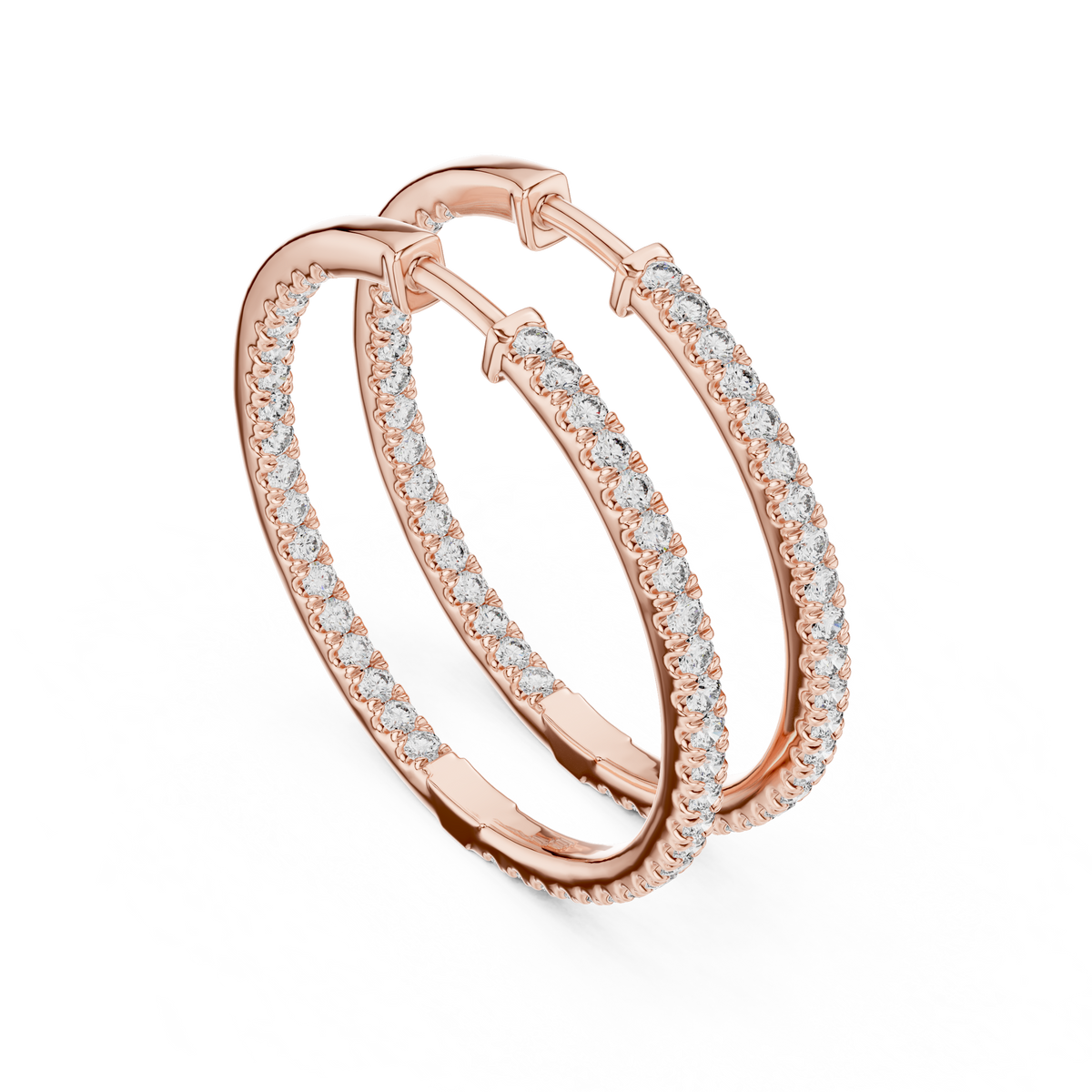 Elegant Double Row Round Diamond Hoops