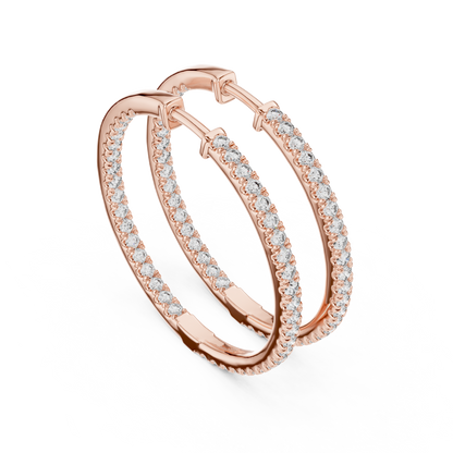 Elegant Double Row Round Diamond Hoops