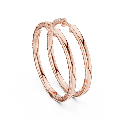 Elegant Double Row Round Diamond Hoops