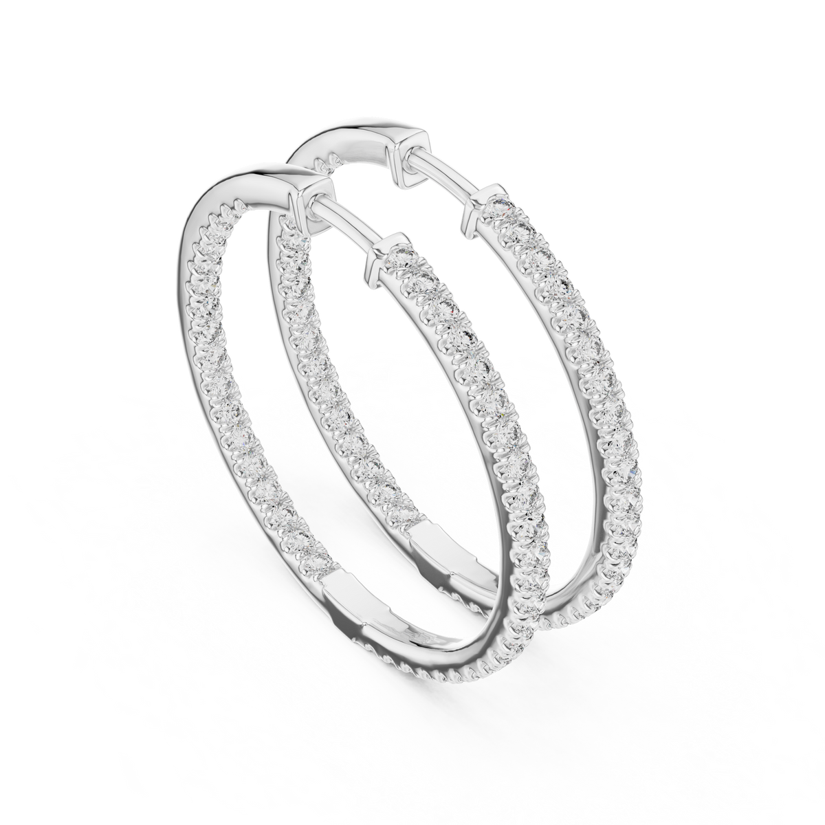 Elegant Double Row Round Diamond Hoops