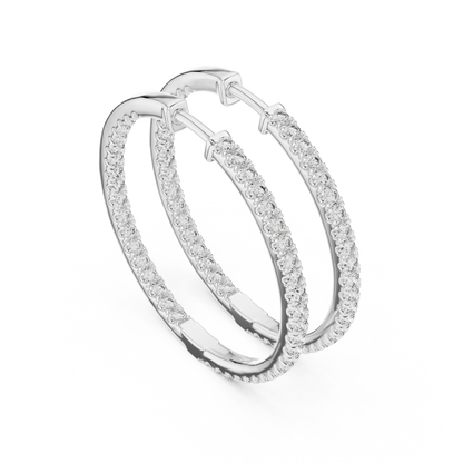 Elegant Double Row Round Diamond Hoops