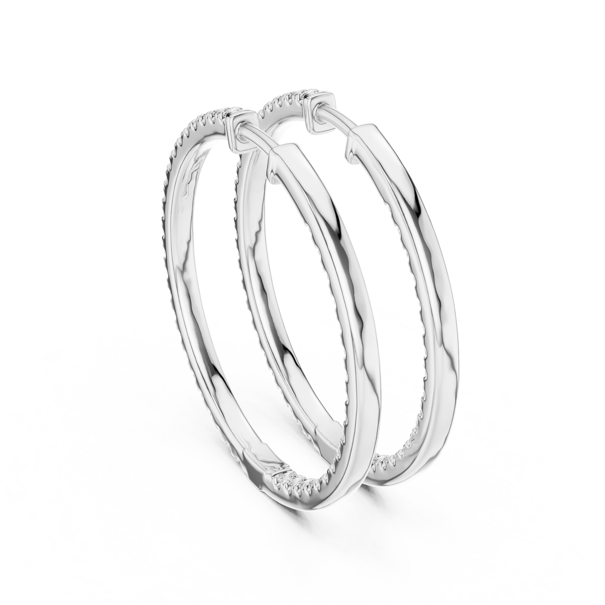 Elegant Double Row Round Diamond Hoops