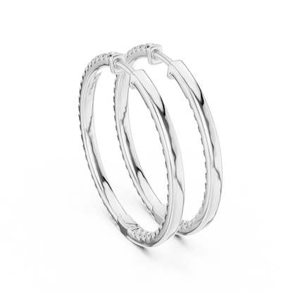 Elegant Double Row Round Diamond Hoops