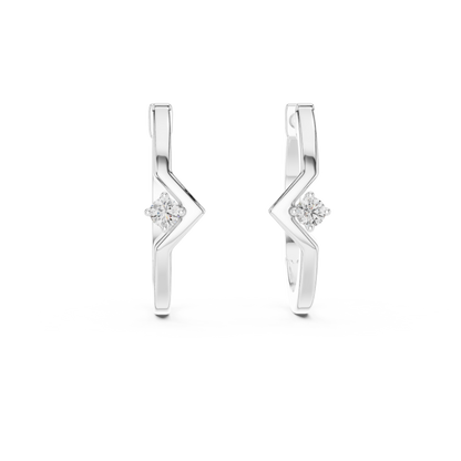 Elegant Geometric Solitaire Diamond Hoops