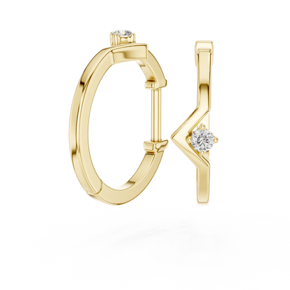 Elegant Geometric Solitaire Diamond Hoops