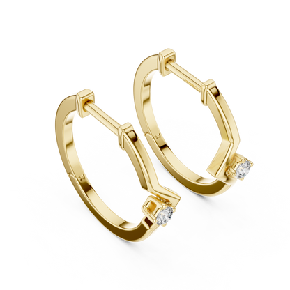 Elegant Geometric Solitaire Diamond Hoops