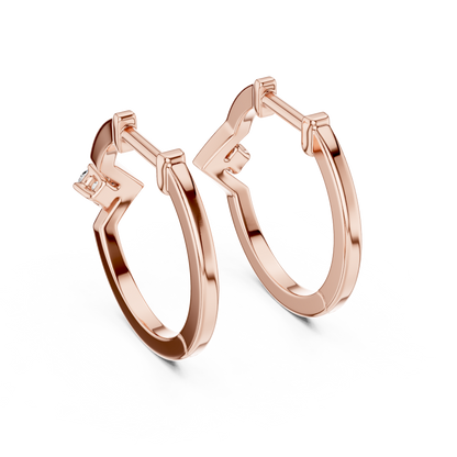 Elegant Geometric Solitaire Diamond Hoops