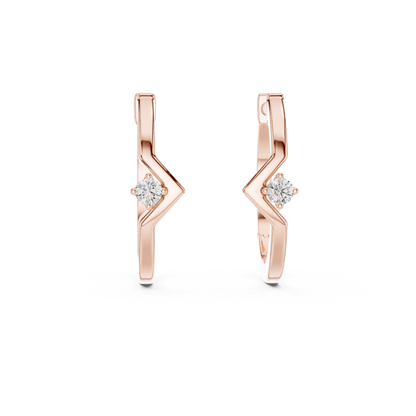 Elegant Geometric Solitaire Diamond Hoops