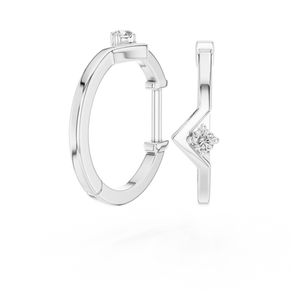 Elegant Geometric Solitaire Diamond Hoops