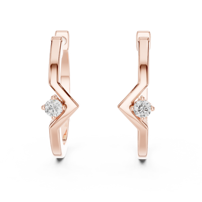 Elegant V-Shaped Solitaire Diamond Hoops