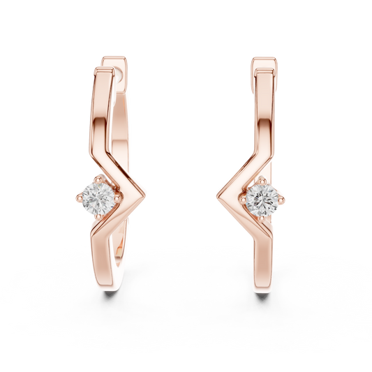 Elegant V-Shaped Solitaire Diamond Hoops
