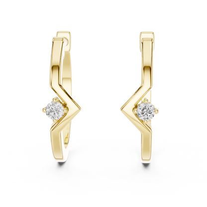 Elegant V-Shaped Solitaire Diamond Hoops