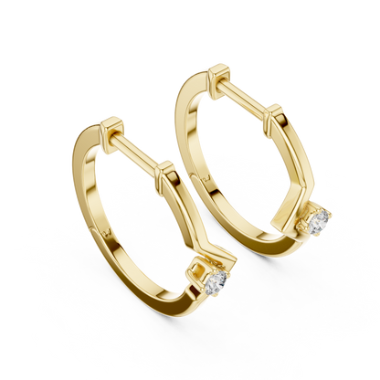 Elegant V-Shaped Solitaire Diamond Hoops