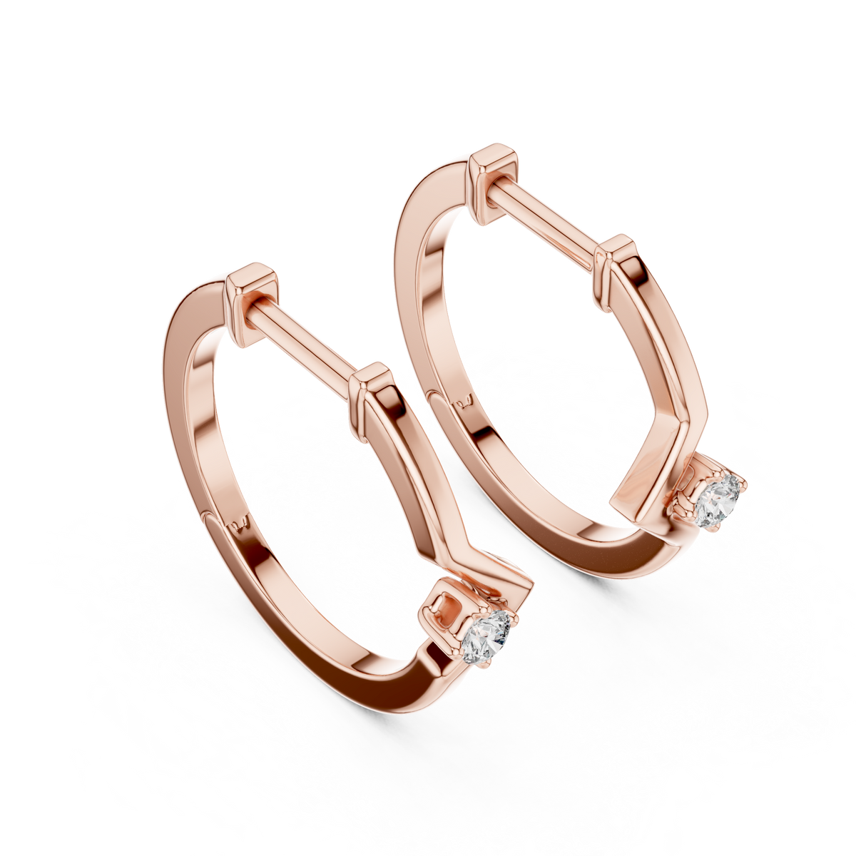 Elegant V-Shaped Solitaire Diamond Hoops