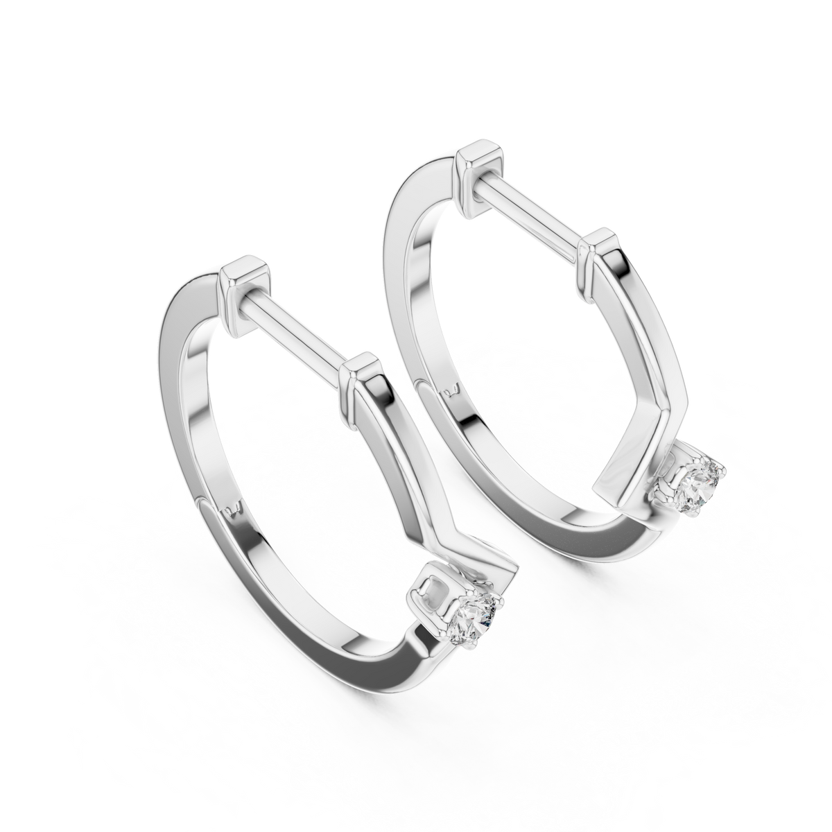 Elegant V-Shaped Solitaire Diamond Hoops