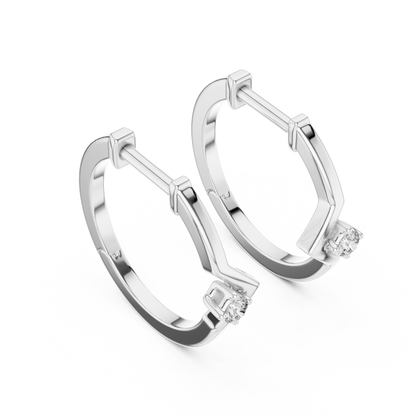 Elegant V-Shaped Solitaire Diamond Hoops