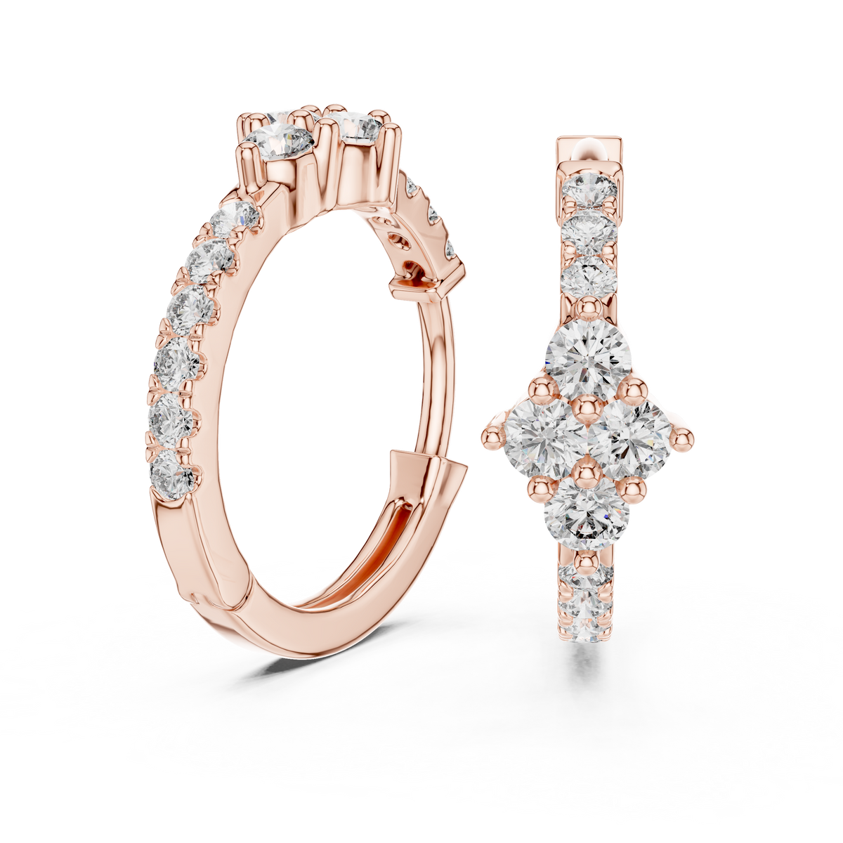 Regal Floral Cluster Diamond Hoops