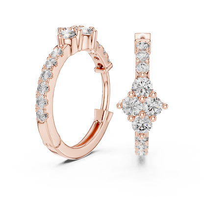 Regal Floral Cluster Diamond Hoops