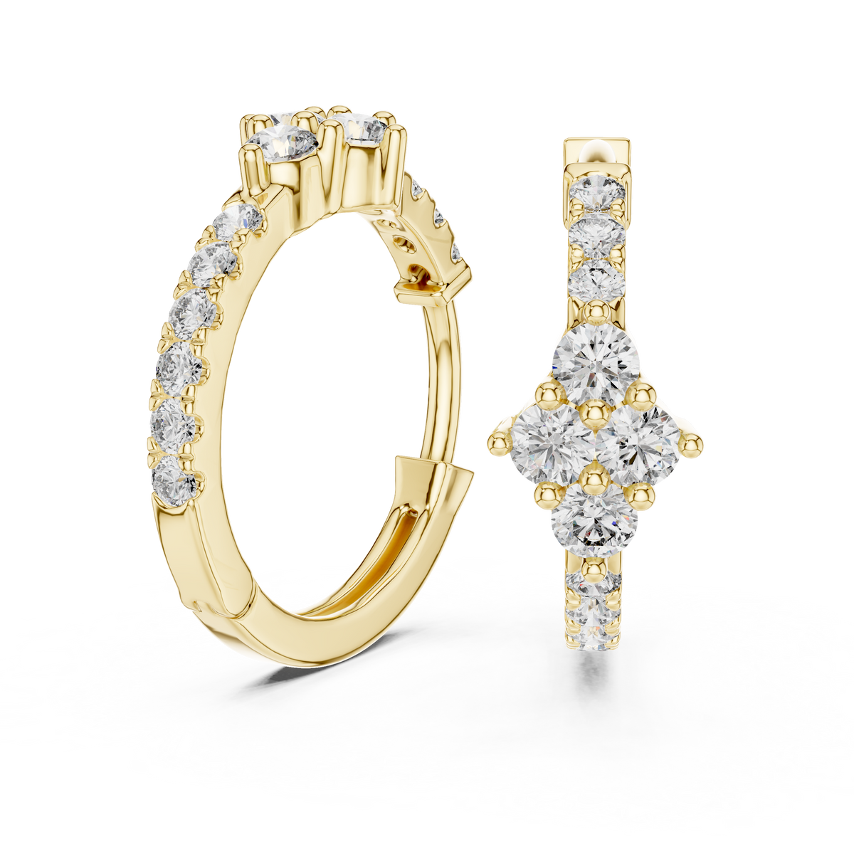 Regal Floral Cluster Diamond Hoops