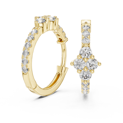 Regal Floral Cluster Diamond Hoops