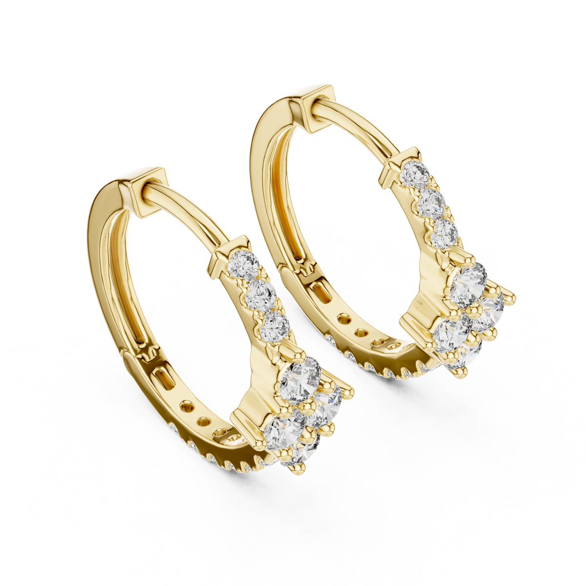 Regal Floral Cluster Diamond Hoops