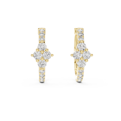 Regal Floral Cluster Diamond Hoops