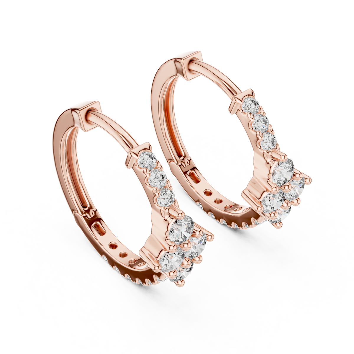 Regal Floral Cluster Diamond Hoops