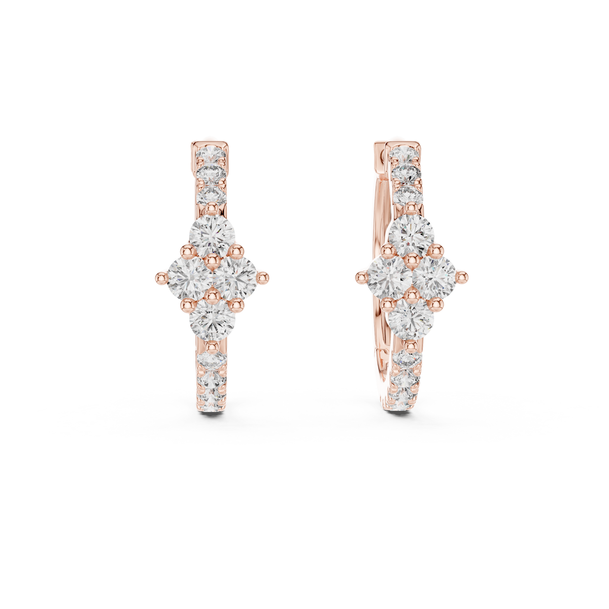 Regal Floral Cluster Diamond Hoops