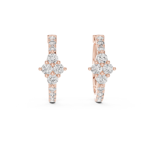 Regal Floral Cluster Diamond Hoops