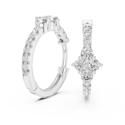 Regal Floral Cluster Diamond Hoops