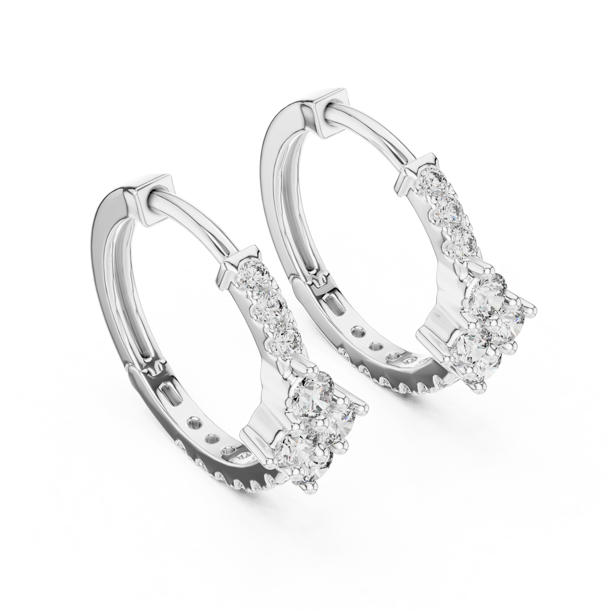 Regal Floral Cluster Diamond Hoops