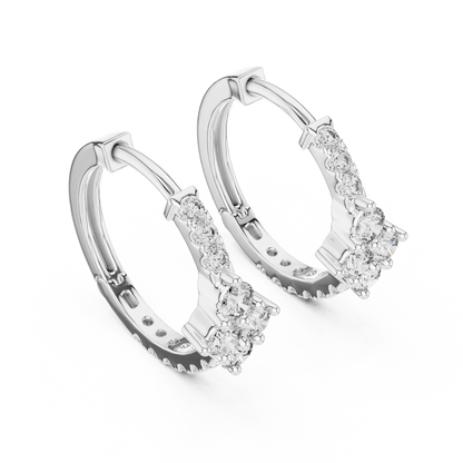 Regal Floral Cluster Diamond Hoops