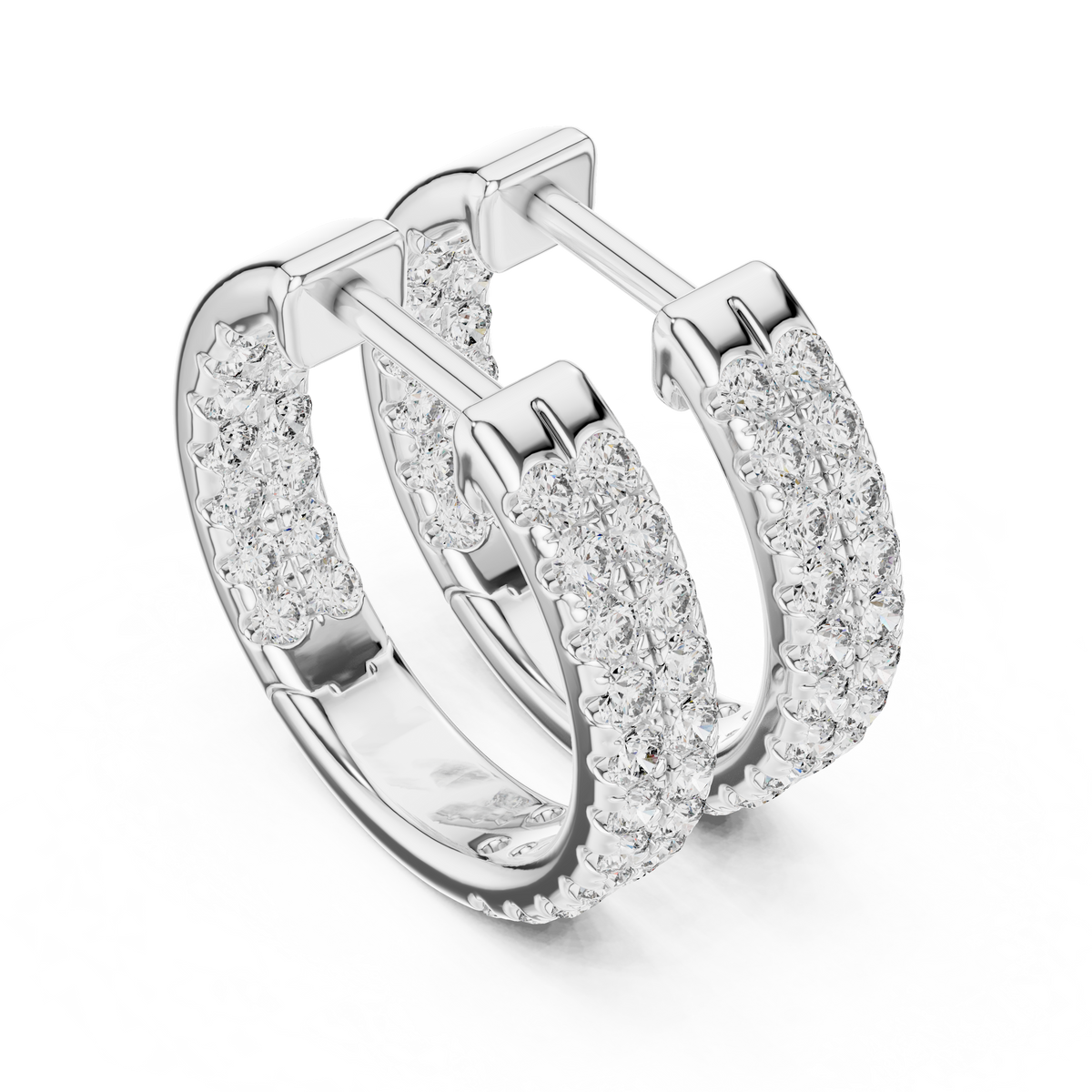 Regal Double Row Diamond Hoops