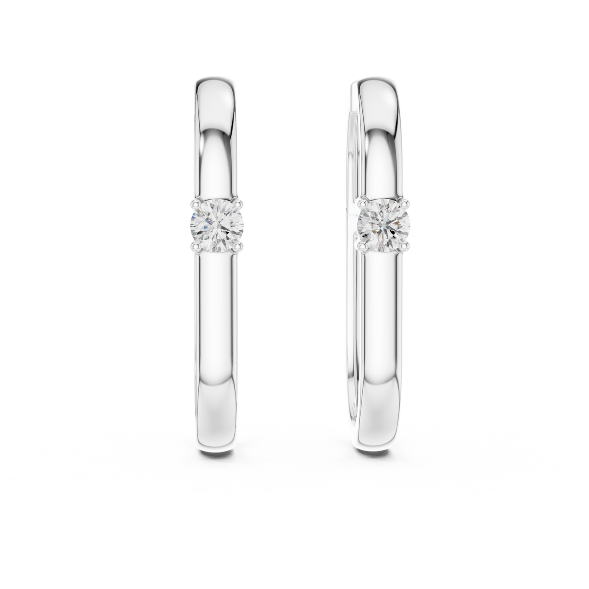 Elegant Solitaire Diamond Rectangular Hoops